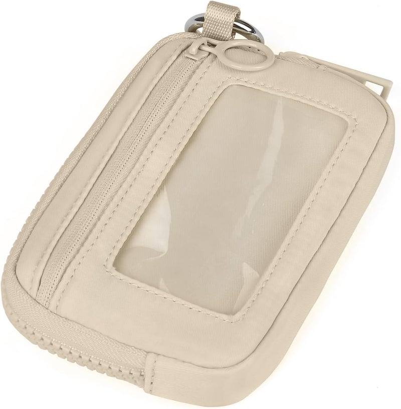 DiDida The Iris Wallet Zip Card Case with ID Window Purses for Women Coin Purse with Zipper Mini Portable Keychain Wallet, Light khaki - Image 3
